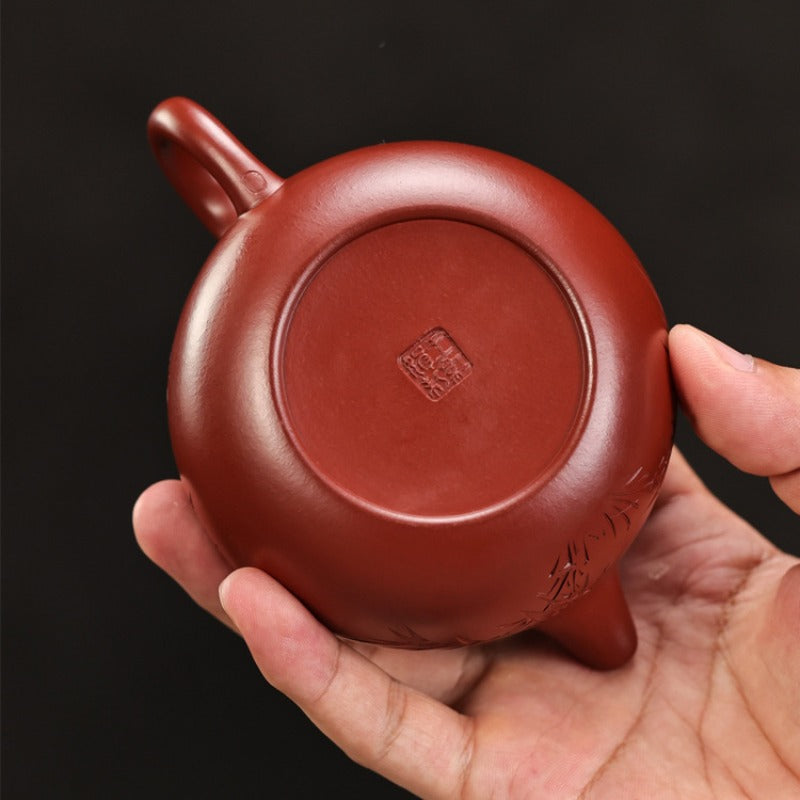 Vollständig handgefertigte Yixing Zisha Teekanne [Yuan Zhu Pot] (Dahongpao- 240ml)