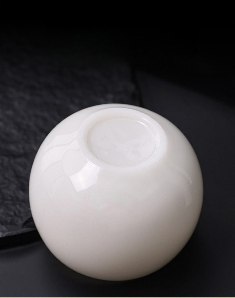 Tazza da tè Master in porcellana bianca giada di ghiaccio smaltata 80-110ml