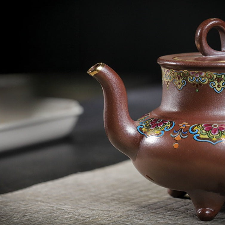 Tetera Yixing Zisha hecha a mano [Sanzu Fan Hua] (Jinsha Zi Ni - 350ml)