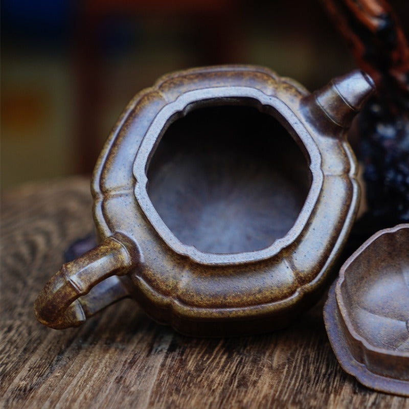 Théière Yixing Zisha entièrement faite à la main [Pot Liufang Zhu Gu] (Qing Duan Ni Fired - 200 ml)