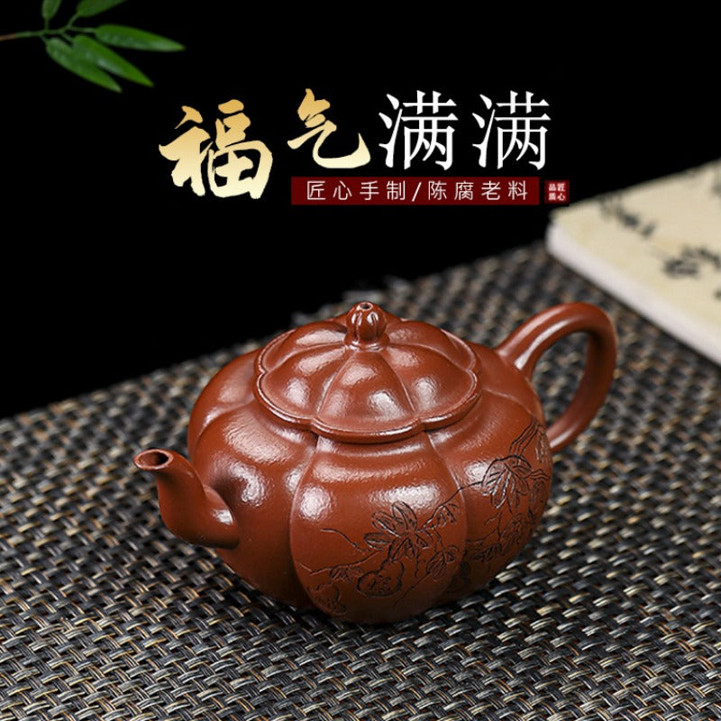 Full Handmade Yixing Zisha Teapot [Full Of Blessings 福气满满] (Xiao Meiyao Zhu Ni - 160ml)