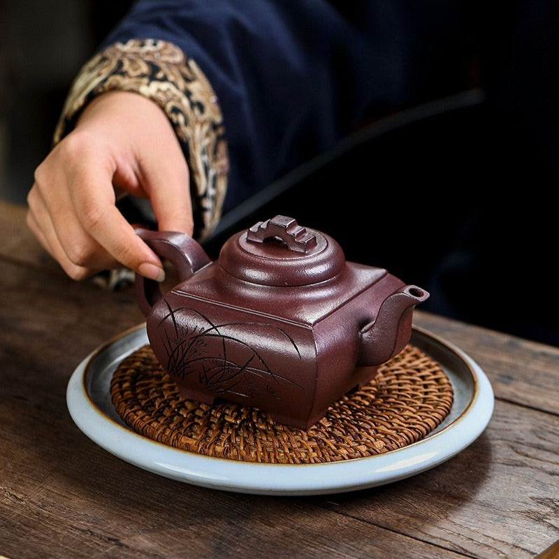 Théière Yixing Zisha entièrement faite à la main [Sifang Chang Le] (Zi Ni - 300 ml)