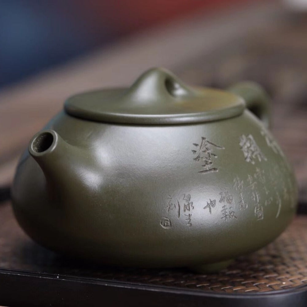 Vollständig handgefertigte Yixing Zisha Teekanne [Jingzhou Shi Piao Pot] (Lu Ni- 280ml)