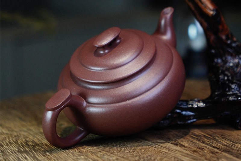 Théière Yixing Zisha entièrement faite à la main [Pot Shang Xin Qiao] (Di Cao Qing - 260 ml)