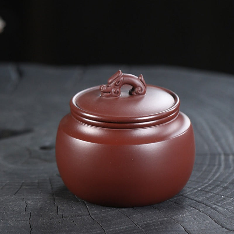 Yixing Zisha Tea Jar Tea Caddy [Jingguan Qinghe] | 宜兴紫砂茶叶罐 存茶罐 手工刻绘山水字画 [静观·清和]