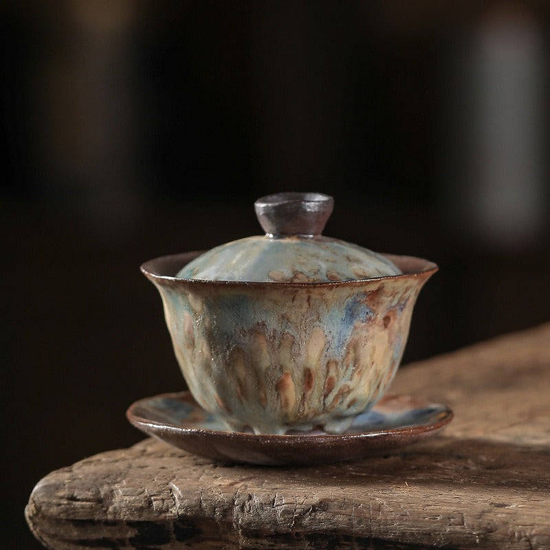 Kiln Change Firewood Firing Handmade Ceramic Gaiwan / Hand-Grab Pot / Tea Tray - YIQIN TEA HOUSE | yiqinteahouse.com | ceramic teapot, gaiwan, tea tray, teapot, teaware