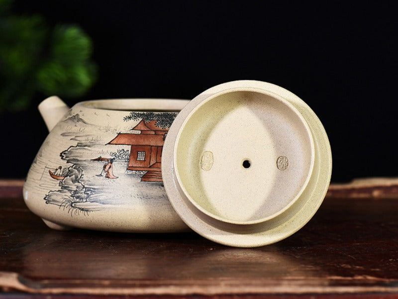 Full Handmade Yixing Zisha Teapot [Color Painted Jingzhou Shi Piao] (Duan Ni - 300ml) - YIQIN TEA HOUSE | yiqinteahouse.com | 200-300ml, full handmade zisha teapot, teapot, teaware