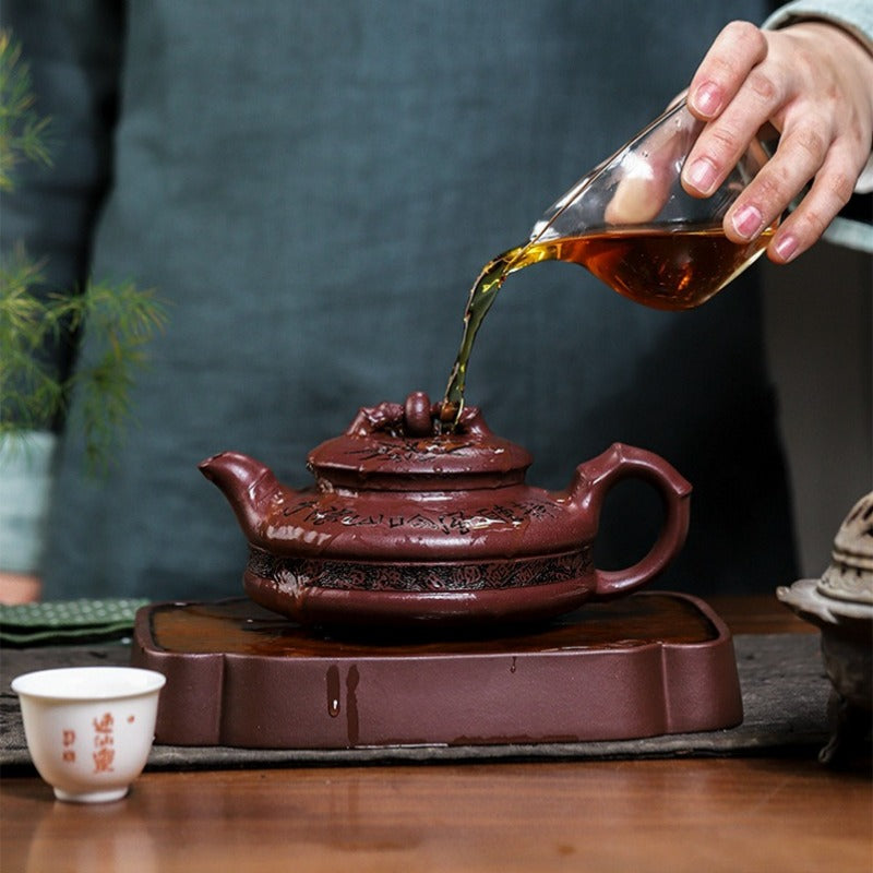 Full Handmade Yixing Zisha Teapot [Lucky Bamboo] (Zi Ni - 480ml)