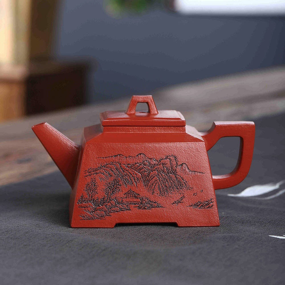 Full Handmade Yixing Zisha Teapot [Sheng Fang Pot] (Zhu Ni - 240ml)