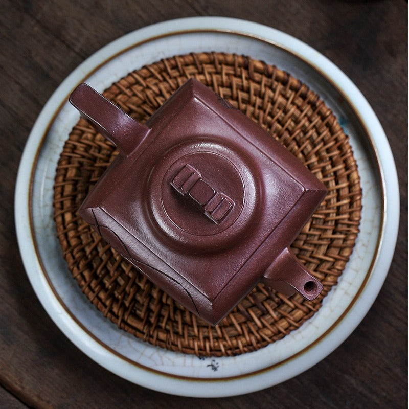 Théière Yixing Zisha entièrement faite à la main [Sifang Chang Le] (Zi Ni - 300 ml)