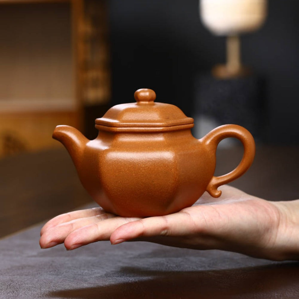 Full Handmade Yixing Zisha Teapot [Liufang Fanggu Pot] (Jiang Po Ni - 260ml)