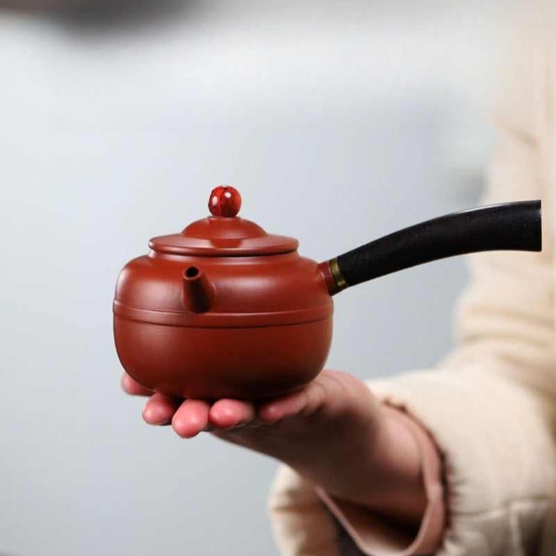 宜兴紫砂茶壶【唐羽鼓】（紫朱泥/大红袍 - 240ml）