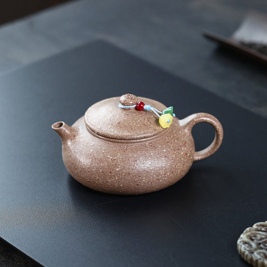 宜兴紫砂茶壶 [寒江壶] (粗砂五彩段 - 160ml)