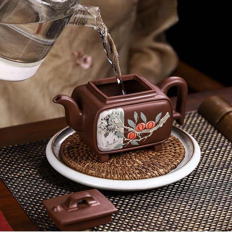 Full Handmade Yixing Zisha Teapot [Sifang Kai Chuang] (Zi Ni - 520ml)