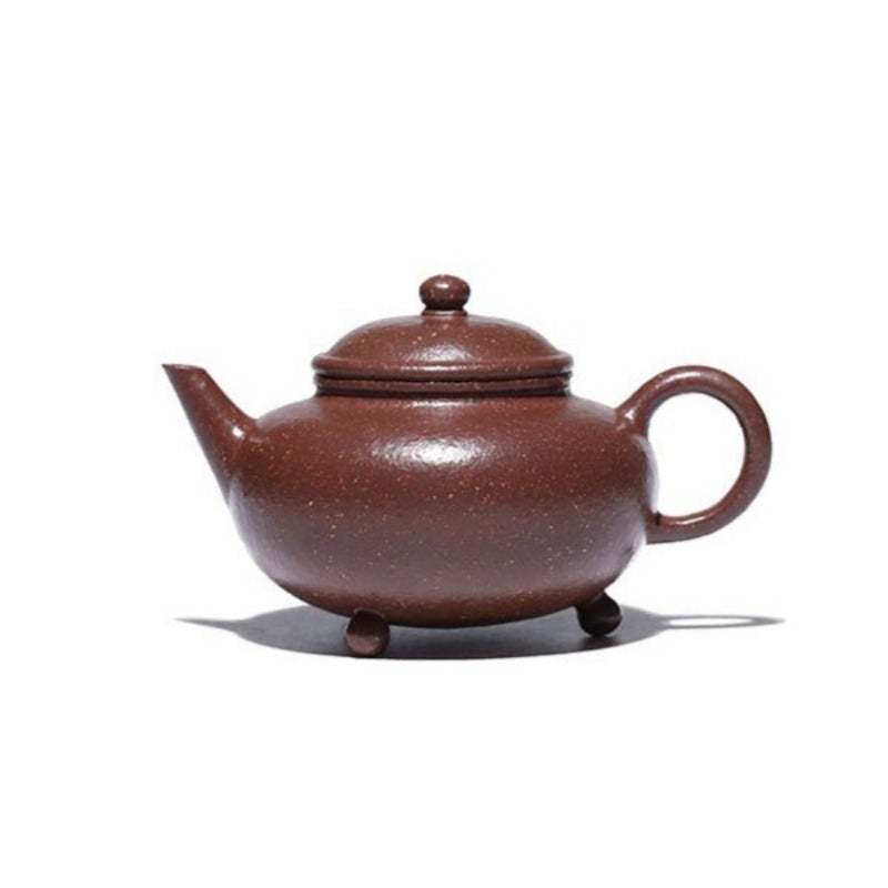 Théière Yixing Zisha entièrement faite à la main [trépied Shui Ping] (Tao Hua Ni - 210 ml)