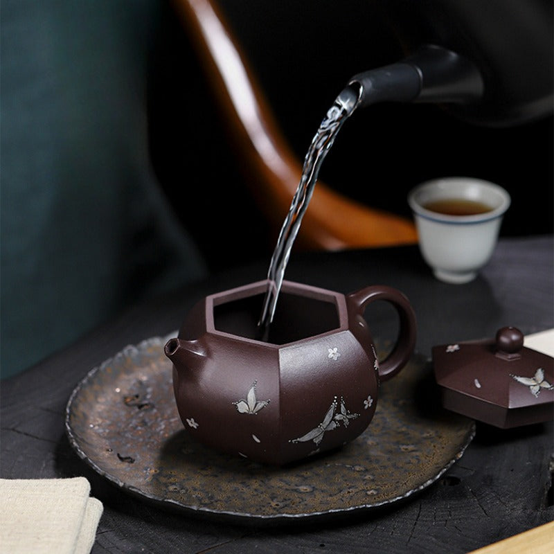 Full Handmade Yixing Zisha Teapot [Butterfly Xishi] (Zi Jia Ni - 460ml) - YIQIN TEA HOUSE | yiqinteahouse.com | >300ml, full handmade zisha teapot, teapot, teaware