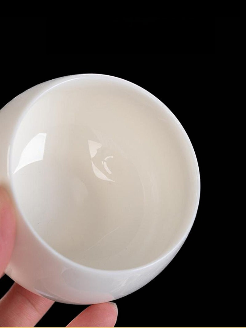 Mutton Fat Jade White Porcelain Glazed Master Tea Cup 75-120ml