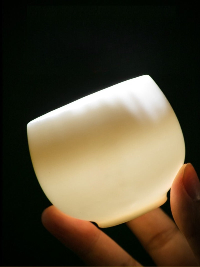 Mutton Fat Jade White Porcelain Glazed Master Tea Cup 75-120ml
