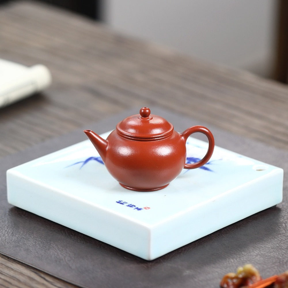 Yixing Zisha Teapot [Mini Shui Ping] (Wrinkled Skin Zhu Ni - 95ml)