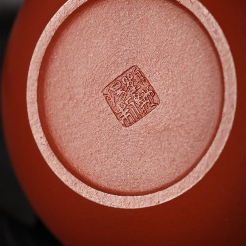 Vollständig handgefertigte Yixing-Zisha-Teekanne [Wide-mouthed Shui Ping] (Dahongpao - 220 ml)