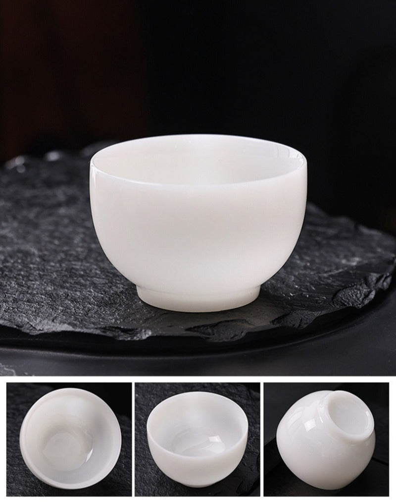 Tazza da tè Master in porcellana bianca giada di ghiaccio smaltata 80-110ml