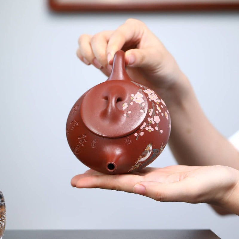 Full Handmade Yixing Zisha Teapot [Jingzhou Shi Piao Pot] (Hong Ni - 280ml)