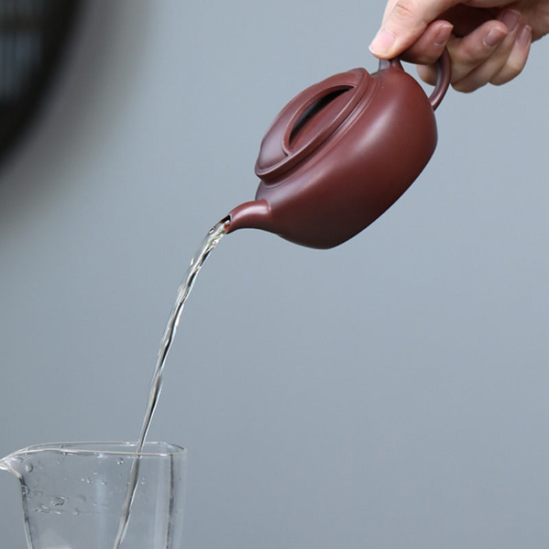 Théière Yixing Zisha entièrement faite à la main [Pot Niu Gai Lianzi] (Zi Ni - 210 ml)