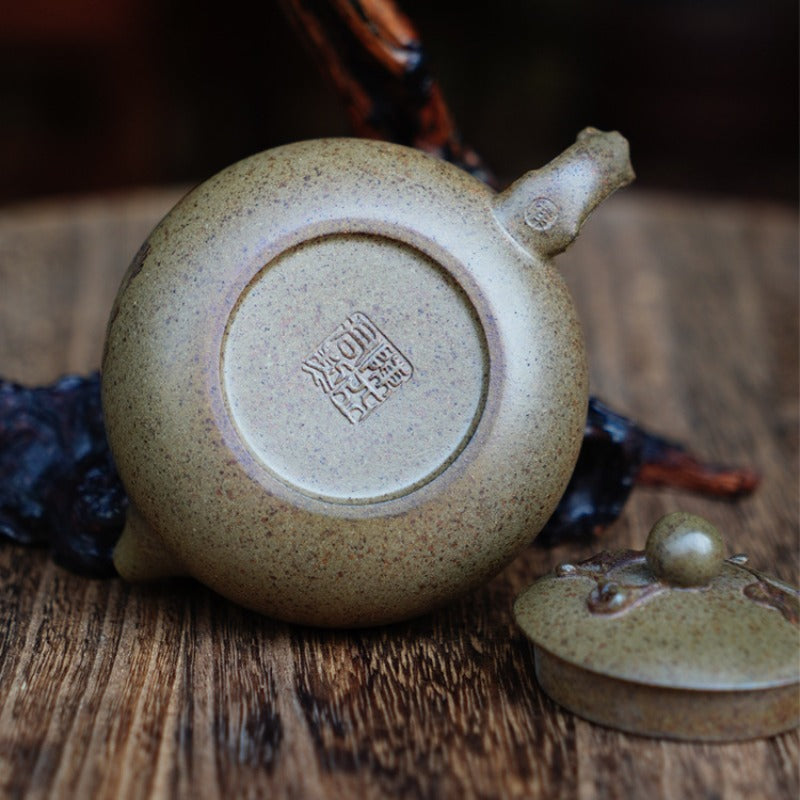 Théière Yixing Zisha entièrement faite à la main [Pot Bian Xishi] (Qing Duan Ni Firewood - 160 ml)