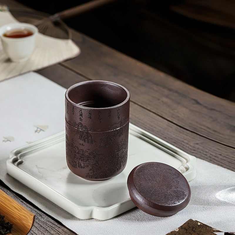 Handmade Yixing Zisha Travel Tea Cup [Xian Ju] (Zi Ni - 150ml)