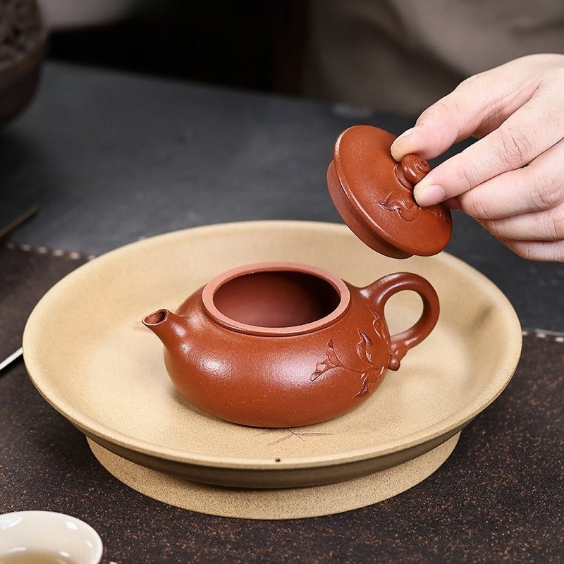 Théière Yixing Zisha entièrement faite à la main [Chun Hua] (Zhu Sha Zhu Ni - 180 ml)