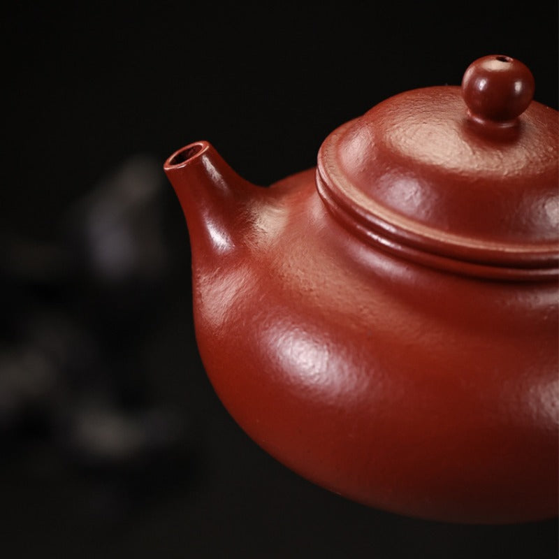 Tetera de arcilla Zisha de Yixing hecha totalmente a mano [Tetera Rong Tian] (Dahongpao - 130ml)