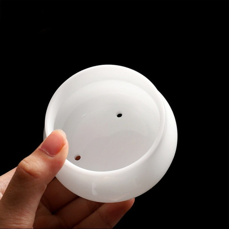 Ice Jade White Porcelain Glazed Tea Strainer [Yuan Zu]