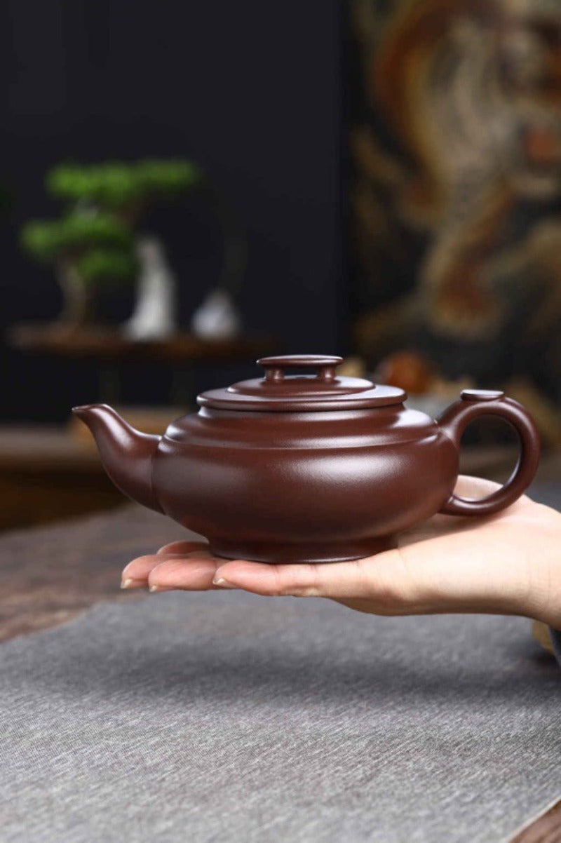 Vollständig handgefertigte Yixing-Zisha-Teekanne [Shang Xin Qiao Pot] (Shi Hong - 370 ml)