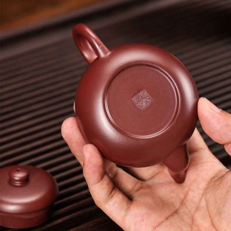 全手工宜兴紫砂茶壶 [君德壶] (龙血砂 - 150ml)