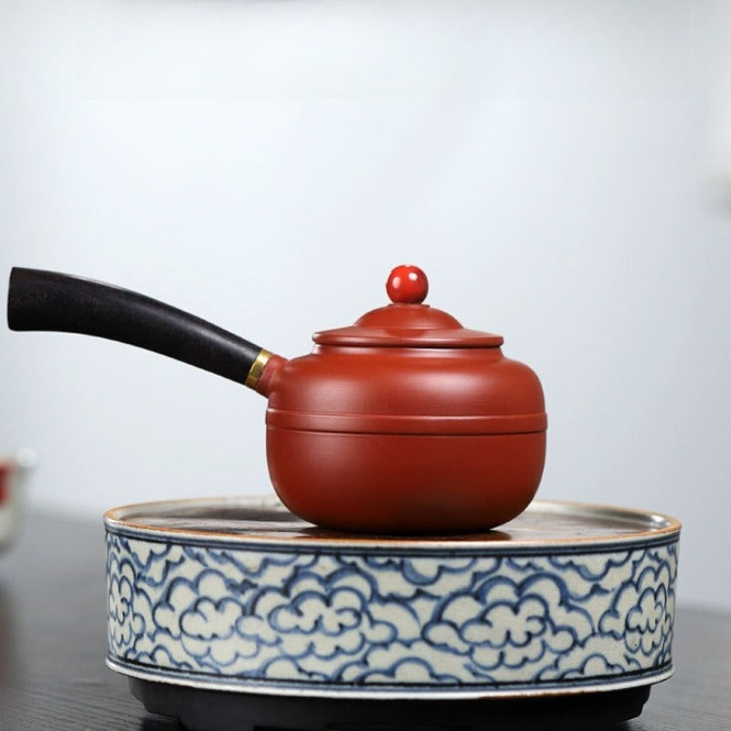 宜兴紫砂茶壶【唐羽鼓】（紫朱泥/大红袍 - 240ml）