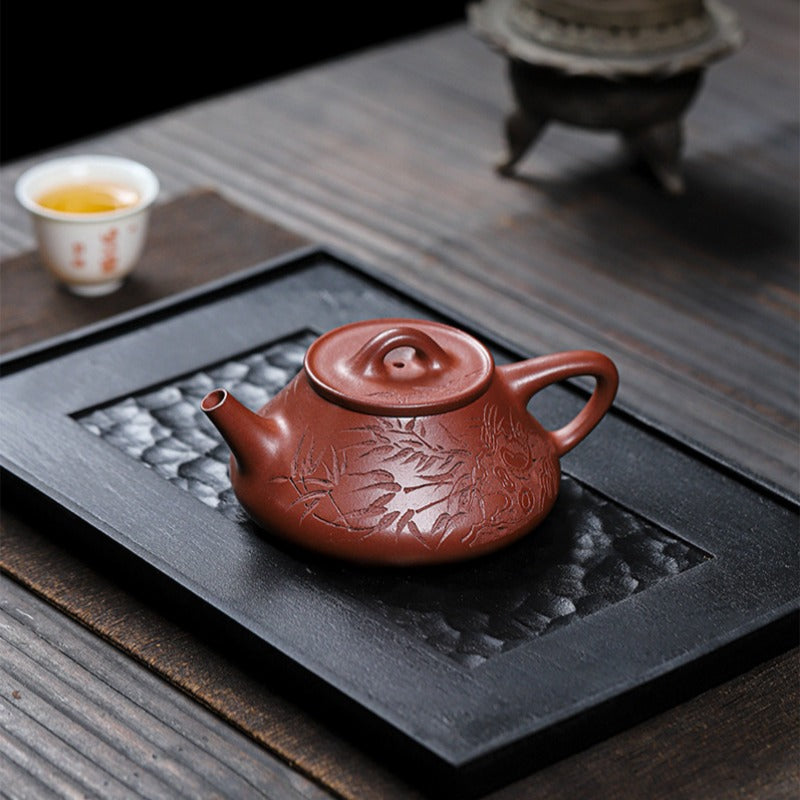 Full Handmade Yixing Zisha Teapot [Bamboo Happiness] (Hong Pi Long - 240ml) - YIQIN TEA HOUSE | yiqinteahouse.com | 200-300ml, full handmade zisha teapot, teapot, teaware