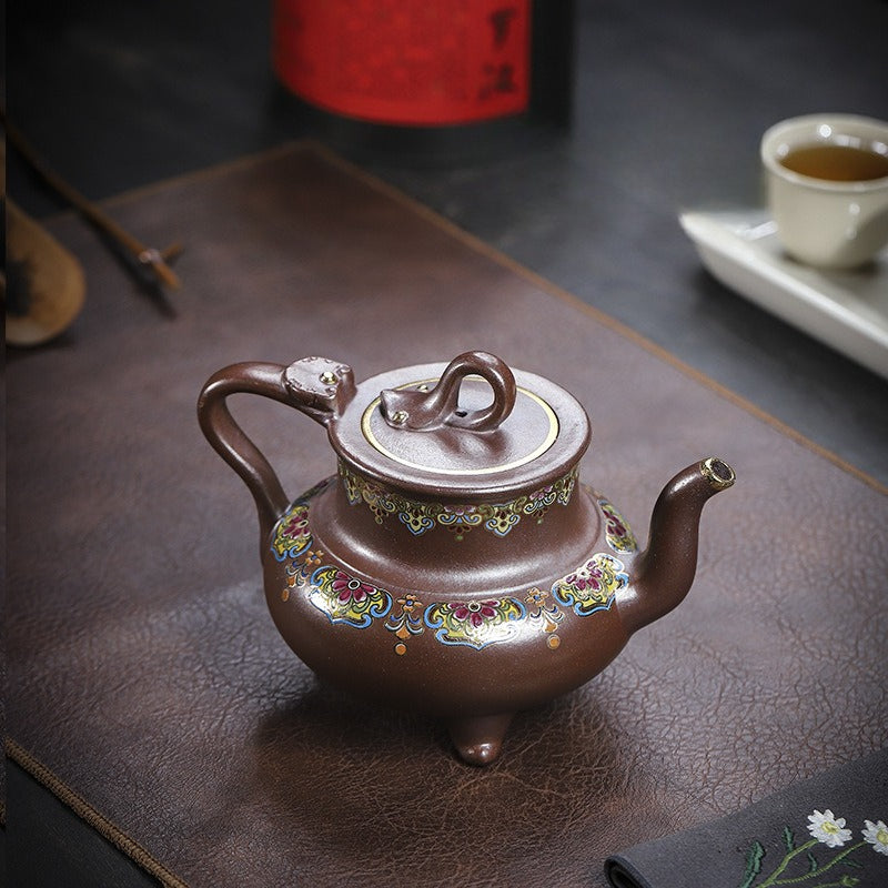 Tetera Yixing Zisha hecha a mano [Sanzu Fan Hua] (Jinsha Zi Ni - 350ml)