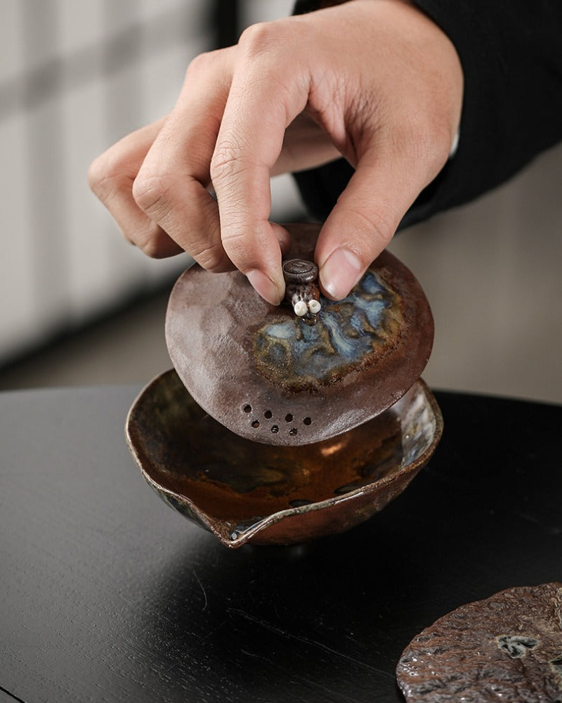 Kiln Change Firewood Firing Handmade Ceramic Gaiwan / Hand-Grab Pot / Tea Tray - YIQIN TEA HOUSE | yiqinteahouse.com | ceramic teapot, gaiwan, tea tray, teapot, teaware