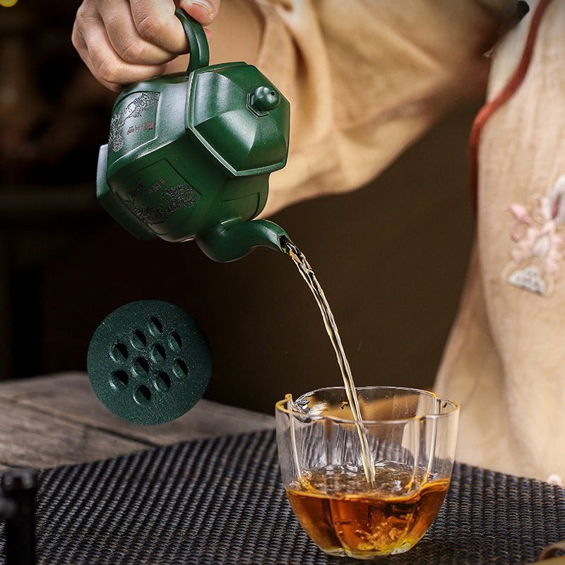 Théière Yixing Zisha entièrement faite à la main [Yitai Wan Qian] (Feicui Lu Ni - 300 ml)