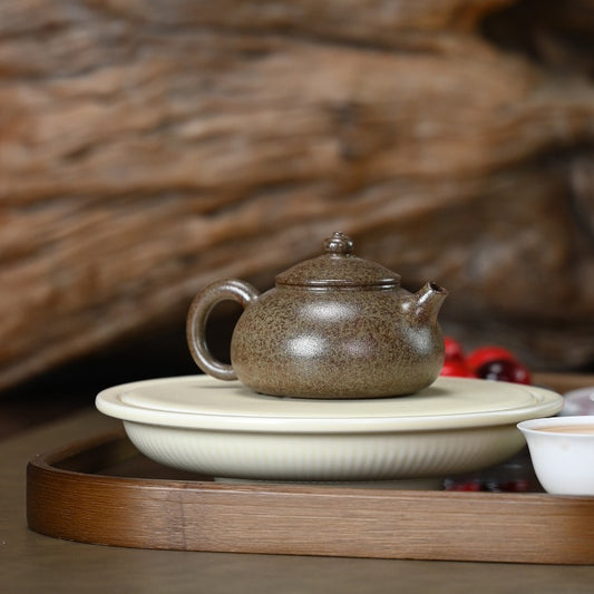 宜兴紫砂茶壶 [小品寒江] (柴烧沉香泥 - 130ml)
