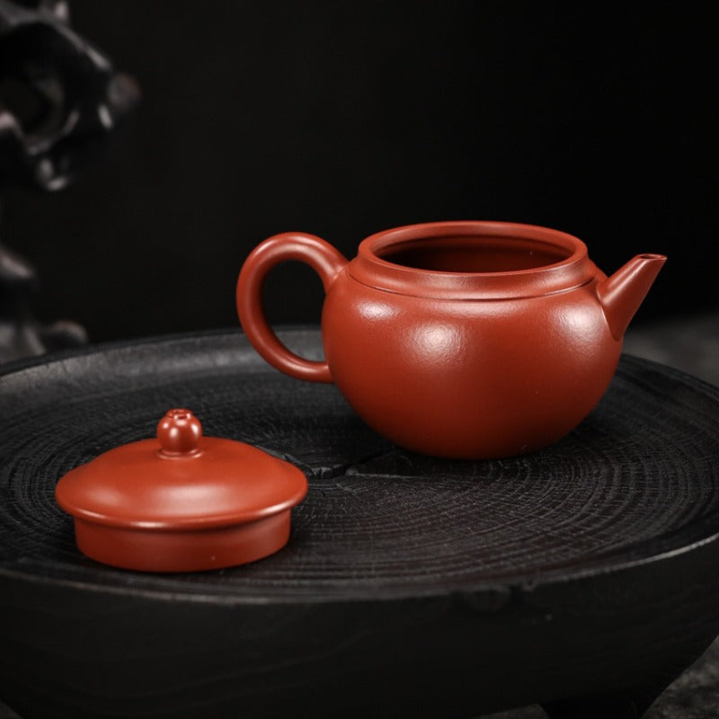 Vollständig handgefertigte Yixing-Zisha-Teekanne [Wide-mouthed Shui Ping] (Dahongpao - 220 ml)