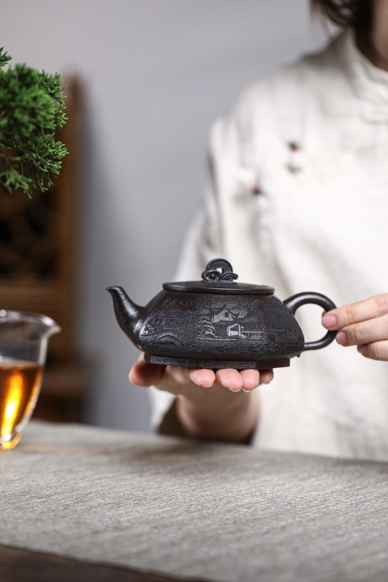宜兴紫砂茶壶【桥瓢】（石黄- 340ml）