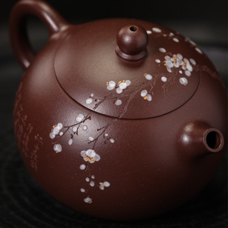 Full Handmade Yixing Zisha Teapot [Plum Xishi Pot] (Zi Ni - 170ml)