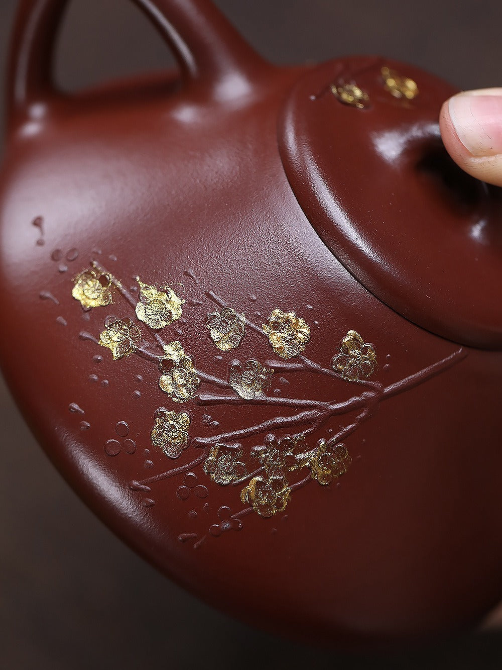 宜兴紫砂茶壶 [梅花子冶石瓢] (红皮龙 - 270ml)