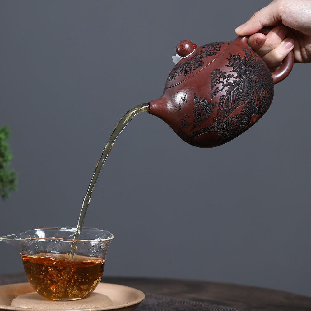 宜兴紫砂茶壶[清仙居西施] (龙血砂- 500ml)