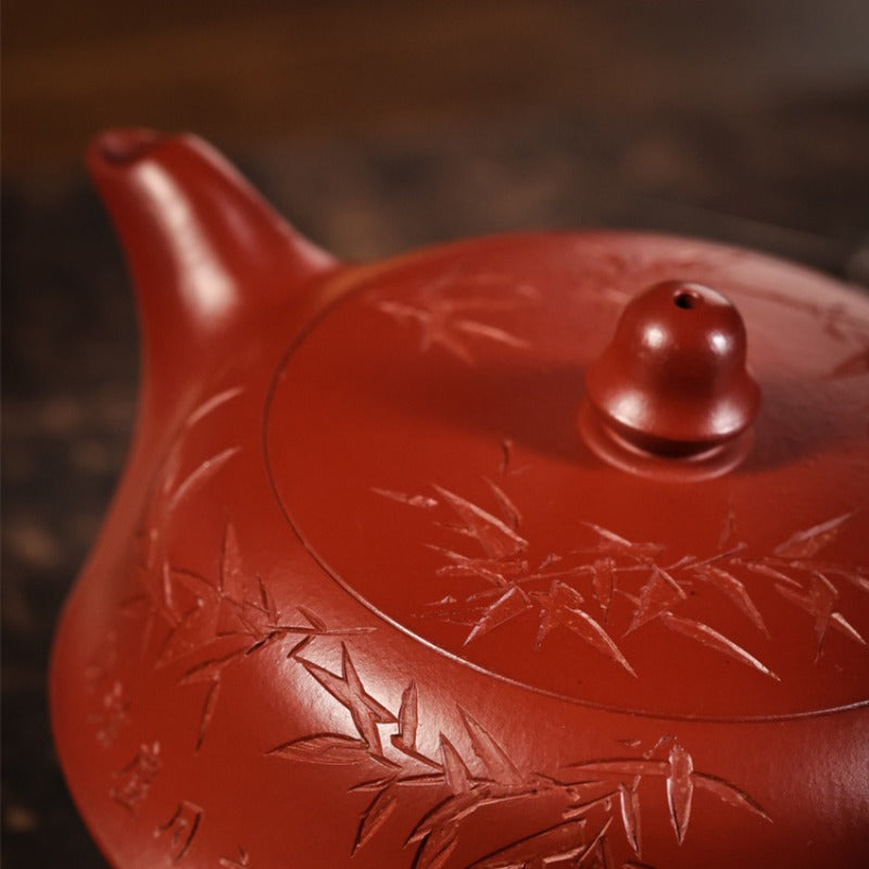 全手工宜兴紫砂茶壶 [曲壶] (大红袍 - 260ml)
