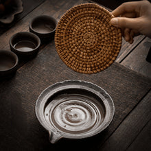 Load image into Gallery viewer, Retro Burn Coarse Pottery Storage Tea Tray (with Rattan Mat)

