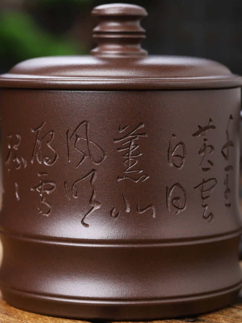 Tasse à thé Yixing Zisha entièrement faite à la main [bambou] (Lao Zi Ni - 430 ml)