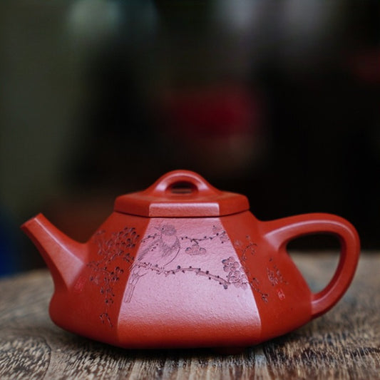 Full Handmade Yixing Zisha Teapot [Liufang Shi Piao Pot] (Zhu Ni - 120ml)