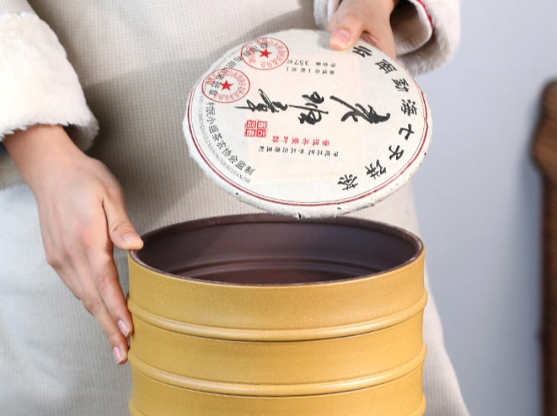 宜兴紫砂 茶饼罐 茶叶罐 存茶罐 [简约] 层叠款